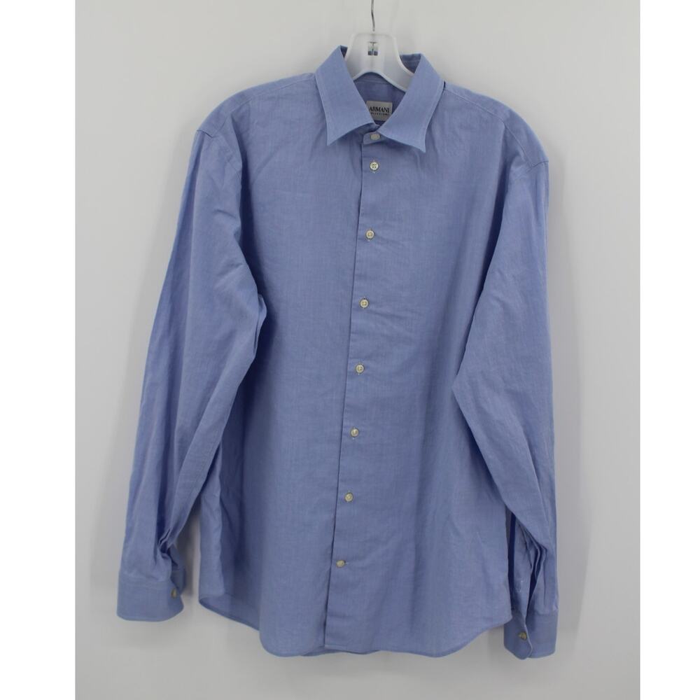 ARMANI COLLEZIONI MENS COTTON BUTTON DOWN SHIRT BLUE 16 41